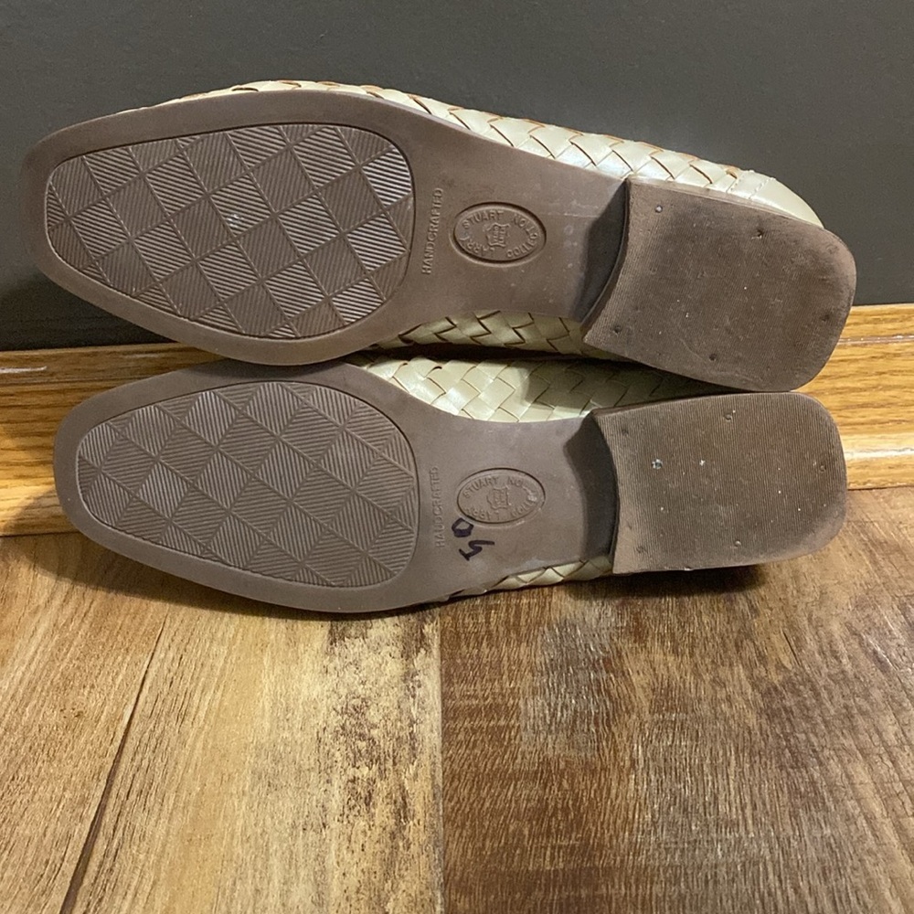 Larry Stuart gold metallic basket weave pattern slip on loafers size 9M - Picture 10 of 11